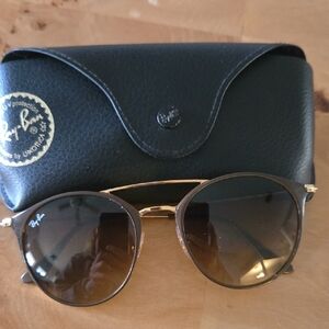 Ray-Ban Gold and Brown Sunglasses